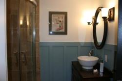 The 3 piece ensuite with marble tiled
                            shower